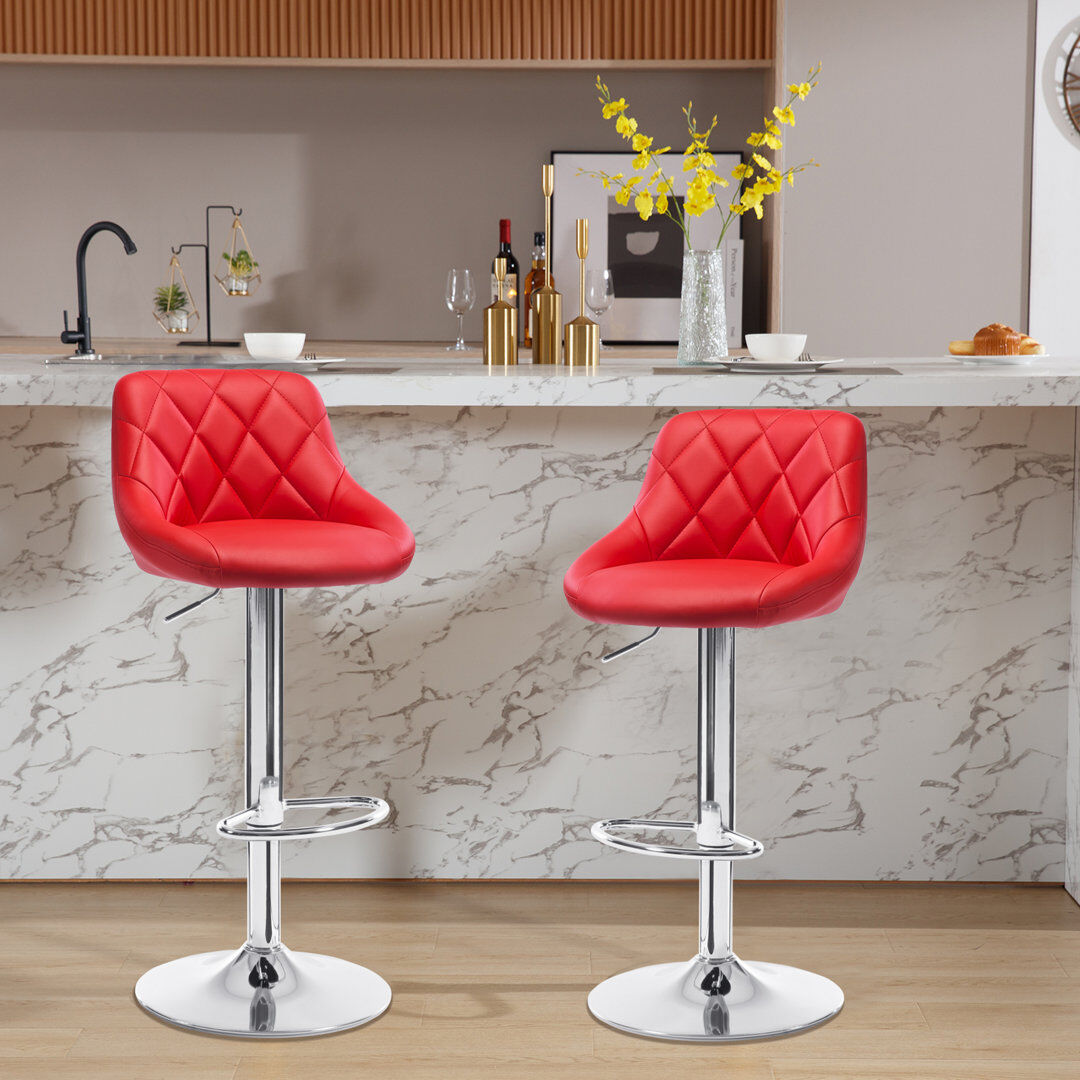 WOLTU Swivel Yes Faux Leather Yes Bar Stool Red 2