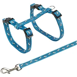 4x Trixie Katzengeschirr mit Katzenmotiv (Katze, Allgemein), Halsband + Leine