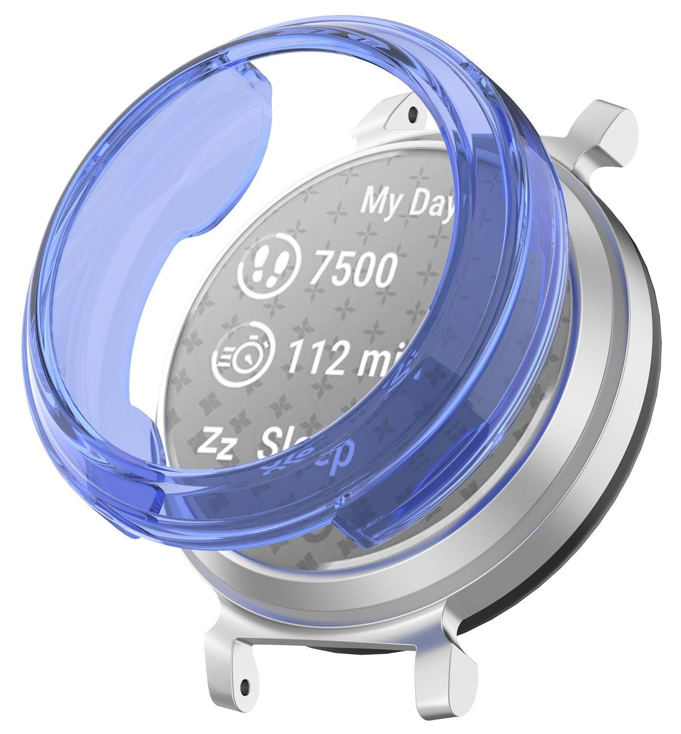Wigento Beschermhoes voor Garmin Lily 2, TPU Horloge Case, Transparant/Blauw