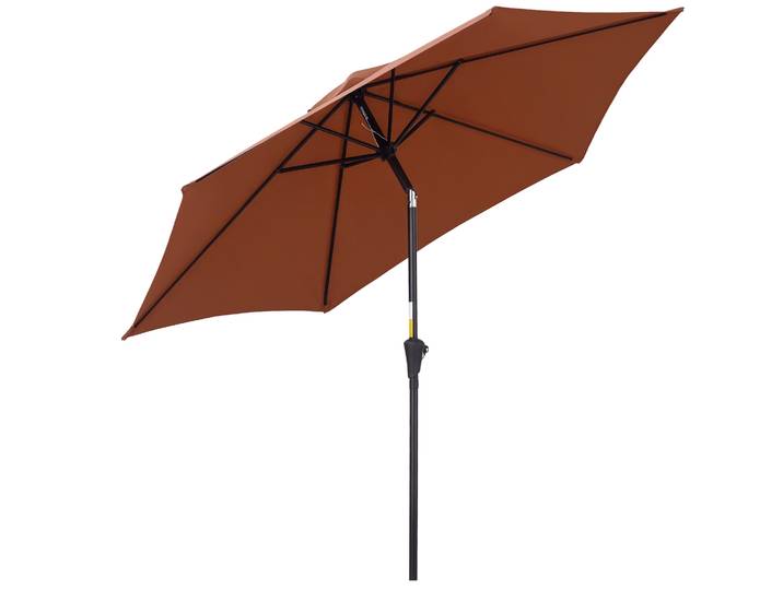 Parasol de jardin inclinable Outsunny Ø260x235 cm en aluminium, couleur café