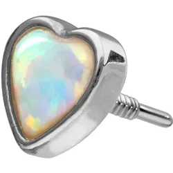 14 Karat Gold Schraubaufsatz mit Außengewinde SYNTHETISCHES OPAL-HERZ