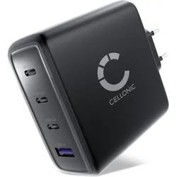Cellonic Multiport Ladegerät für Nintendo Switch, Samsung Galaxy S25 Ultra, Google (140 W, 4 Ports), USB Ladegerät, Schwarz