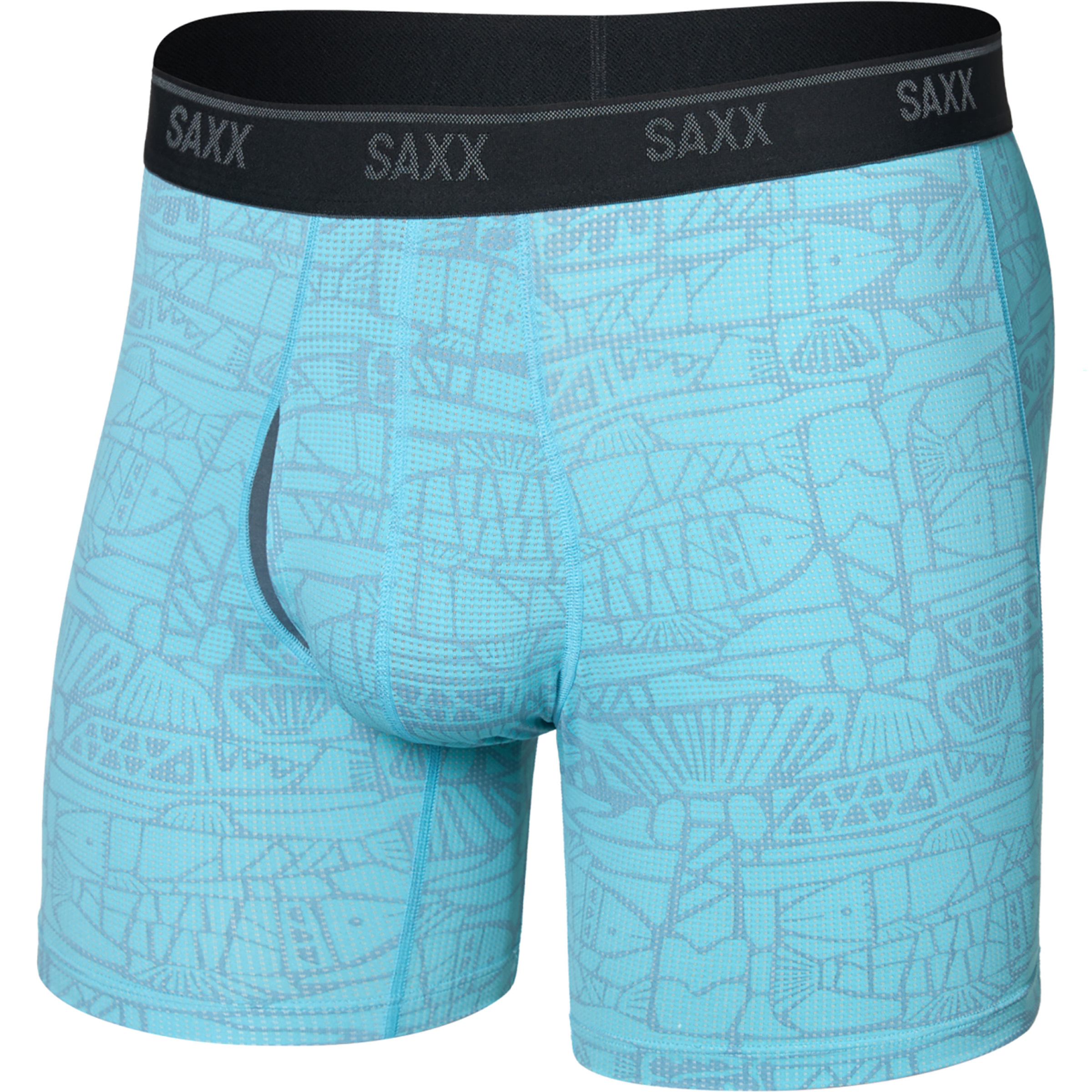Saxx Underwear Quest Quick-Dry Brief Fly Boxer Herren Kurze Unterhose tile fish-sea level Größe M Elastisch