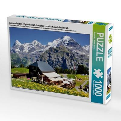 CALVENDO Puzzle Allmendhubel - Eiger-Mönch-Jungfrau - swissmountainview.ch | 1000 Teile Lege-Größe 64x48cm Foto-Puzzle für glückliche Stunden