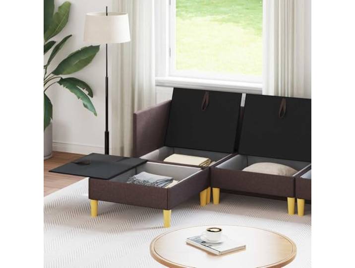 KTHLBRH Modulares Sofa, 6-Sitzer, Dunkelbraun Integrierter Behälter, langlebiger Stoff, personalisierbares Design, einfache Wartung