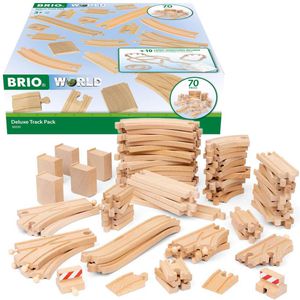 BRIO Spielzeugeisenbahn-Zubehör World 36030, Schienensortiment Deluxe, aus Holz, 70-teilig