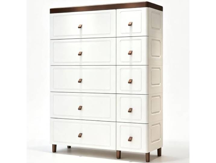Kommode Weiße Mehrschichtige Schubladen Kompakte Platzsparende Aufbewahrungseinheit mit Mehreren Stauräumen Schlafzimmermöbel Schminktische für Wohnzimmer, Flur, Büro und Schrank 75cm,5 Layers