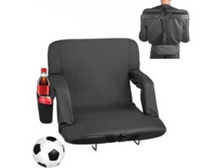 VEVOR Stadionsitz Sitzkissen mit 6 einstellbaren Winkeln, gepolsterter Stadionstuhl (584,2 mm breit) mit Armlehne & Rückenlehne & Getränkehalter, Tribünensitz für Picknicks Strandsport Gaming