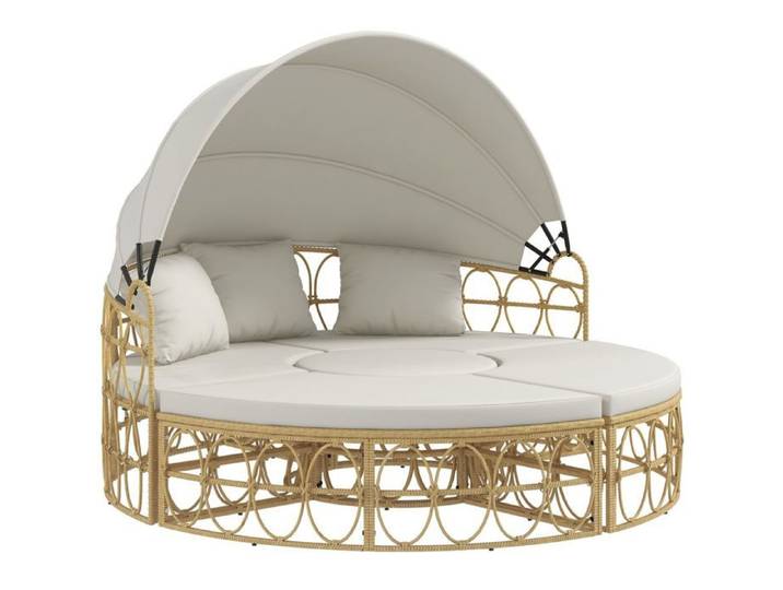 Ensemble Salon de Jardin - SOGEU - Coquille - Auvent repliable - 2 places - Table basse