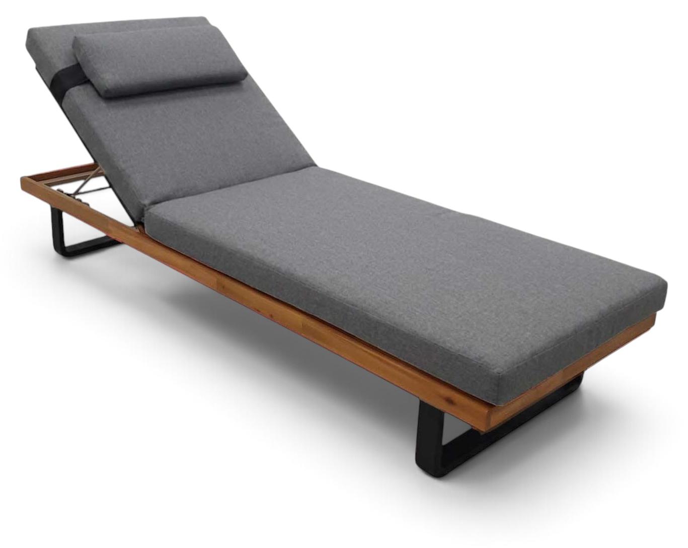 Gartenliege Barstano | Anthrazit & Grau | Aluminium & Akazienholz | 2er Set