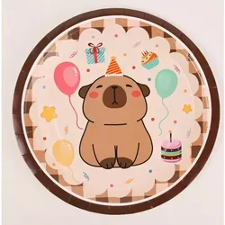 Süßes Capybara-Pappteller-Set – 23 cm, 10 Stück