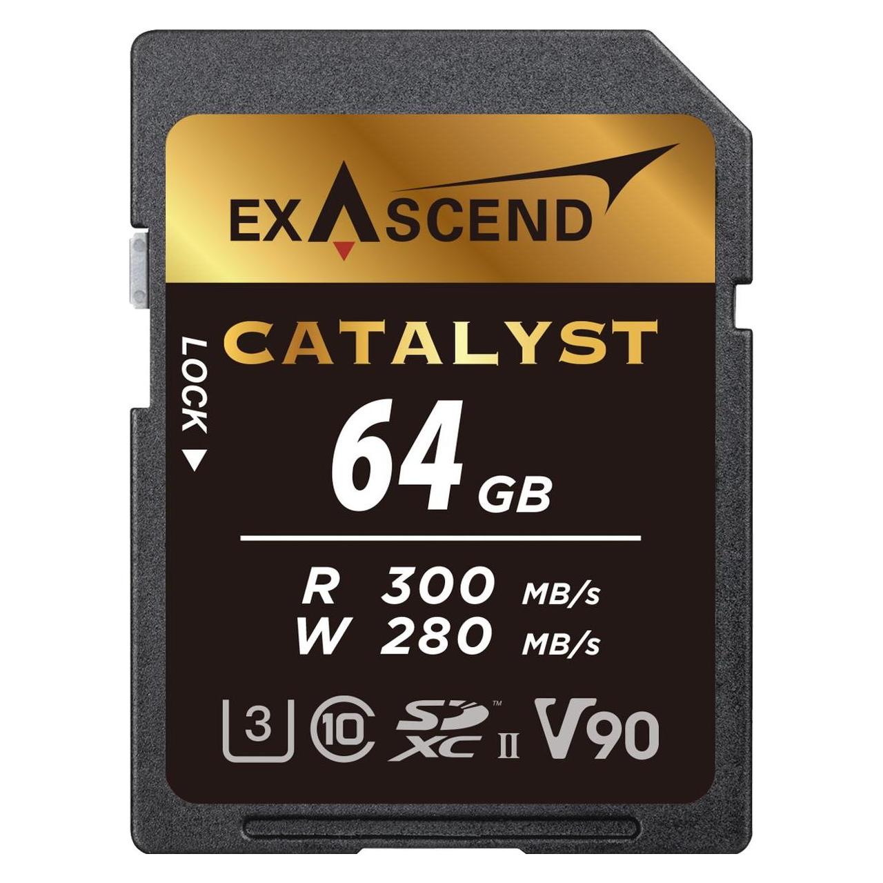 Exascend SDXC-Card 64GB UHS-II V90 R300/W280 Catalyst Serie (Neuheit) (64 GB, SDXC, UHS-II) (EX64GSDU2)