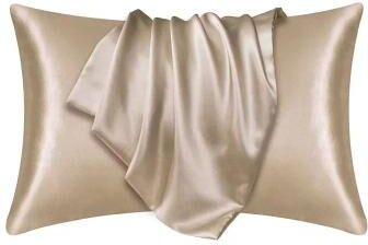 Uplifted Goods Luxury Silk Style Pillowcase champagne 20.08 In X 29.53 In