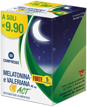 Linea Act Melatonina + Forte 5 Complex e Valeriana ACT Integratore 60 Compresse
