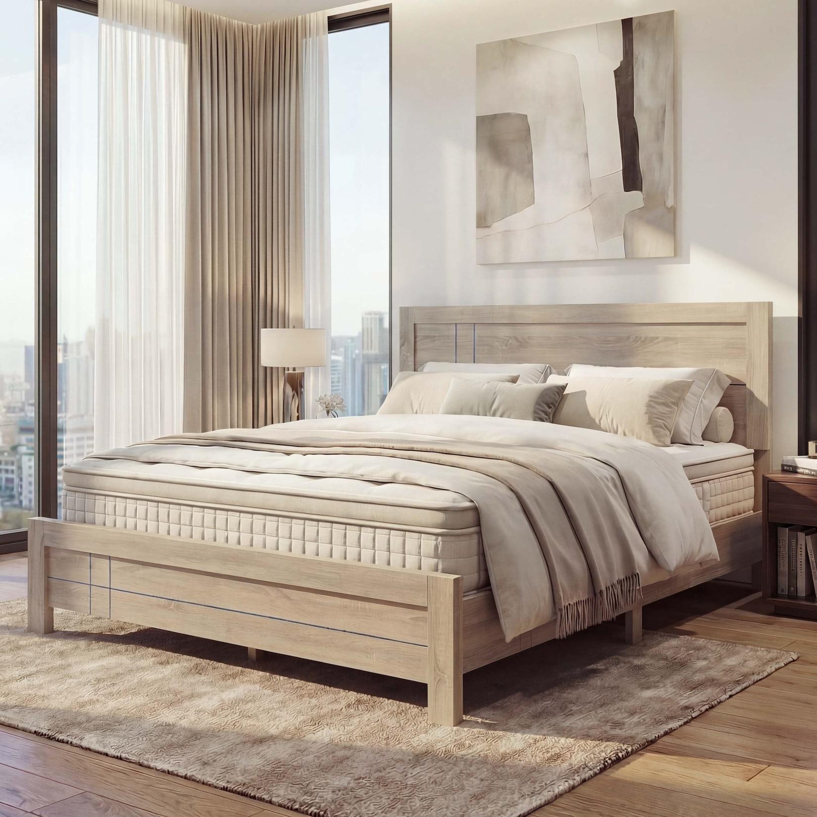 Queen Size Bett MCW-P44, Doppelbett Bettgestell mit Lattenrost, 160x200cm ~ Sonoma Eiche-Optik
