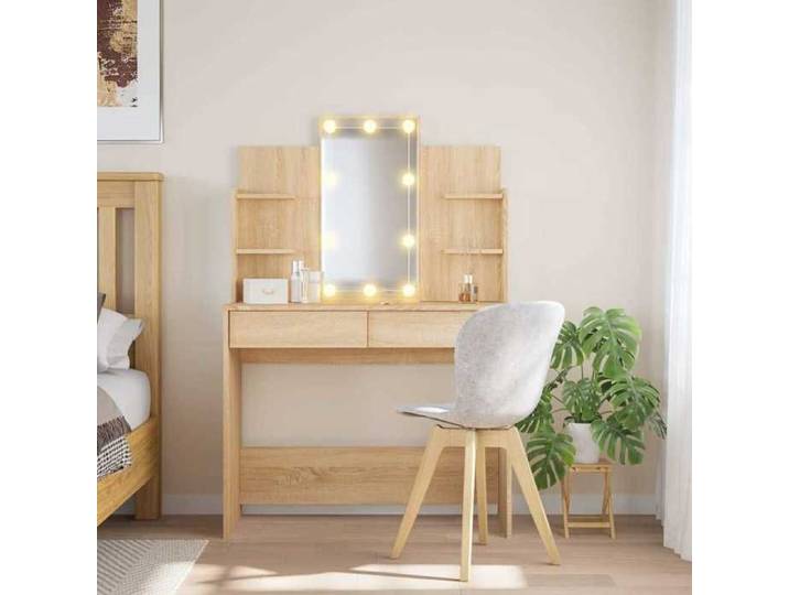 OLL Coiffeuse avec LED Chêne sonoma 96x40x142 cm 1 Coiffeuse avec lumières LED chêne sonoma 96x40x142 cm 19635