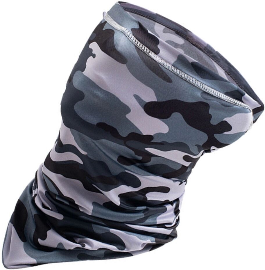INF Ice-Silk Kühl-Gesichtsmaske – Atmungsaktives Polyester, Multitrageweise, Sonnenschutz, 38.5cm x 22.5cm Grau