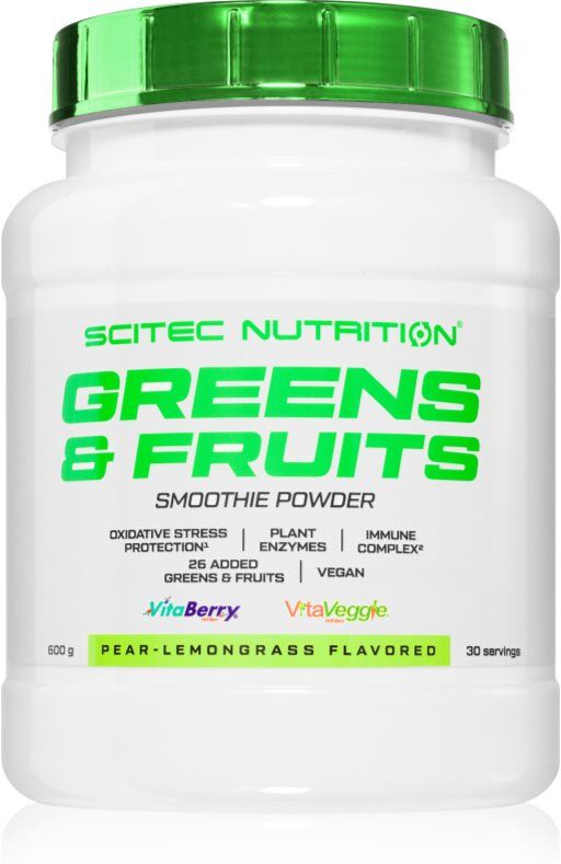 Scitec Nutrition Greens & Fruits poudre pour la préparation de boisson aux vitamines saveur Pear-Lemon Grass 600 g