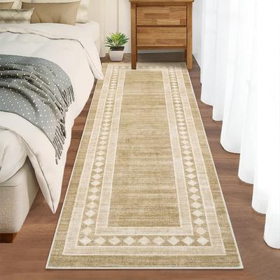 Garvee Washable Modern Small Grid Bordered Area Rug