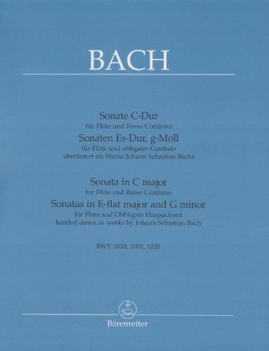Johann Sebastian Bach - Sonate C-Dur für Flöte und Basso Continuo. Sonaten Es-Dur, g-Moll für Flöte und obligates Cembalo überliefert als Werke J. S. Bach. BWV 1033, 1031, 1020 - Preis vom 09.10.2026 07:28:09 h