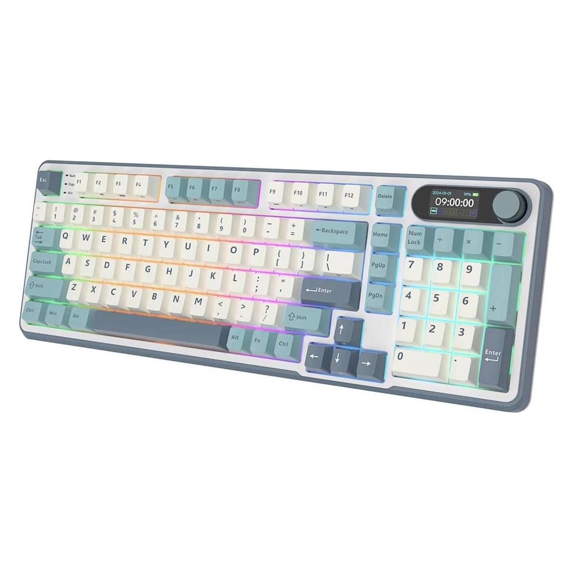 Royal Kludge RK S98 Mechanische Tastatur - US-Layout - Chartreuse-Schalter - Light Cloud (US, Kabelgebunden, Kabellos) (RK-S98-LTCLD-CHTSW-US)