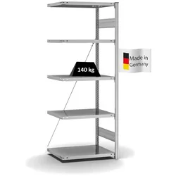 PROREGAL Fachbodenregal Stecksystem | Anbauregal | HxBxT 200x75x50cm | 5 Ebenen | Fachlast 140 kg | Einseitig nutzbar | Verzinkt