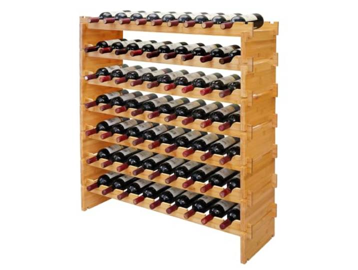 Relaxdays Casier à vin\, 63 bouteilles\, bambou\, 94 x 85 x 25\,5 cm\, naturel vin rouge et blanc\, casier empilable