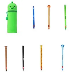 Legami 2-in-1 Federmäppchen Dino Silikon + löschbare Stifte