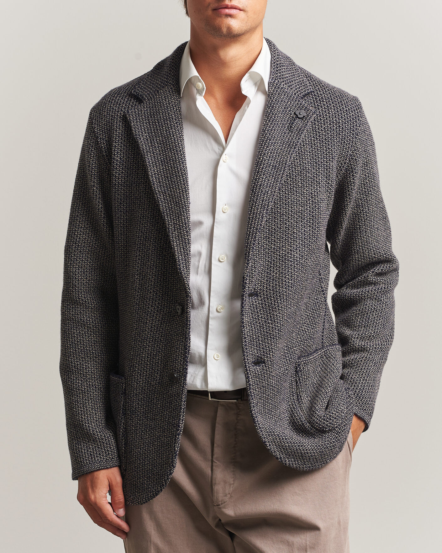Lardini Structured Cashmere Blazer Navy men M Flerfarvet