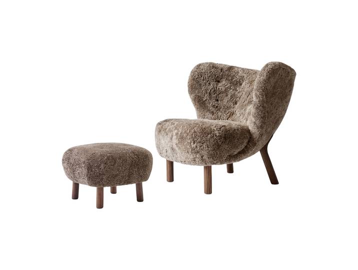 &Tradition Little Petra VB1 Fauteuil inkl. Fußhocker ATD1 Walnussholz geölt-Sahara