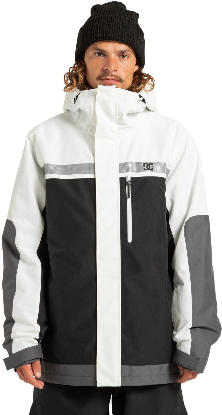 Snowboardjacke DC SHOES "Defiant 10K", Herren, Gr. M, schwarz-weiß (weiß, schwarz), Obermaterial: 100% Polyester., Jacken Snowboardjacke
