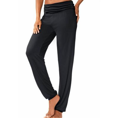 Haremshose BUFFALO, Damen, Gr. 40/42, N-Gr, schwarz, Web, Obermaterial: 100% Viskose, unifarben, bequem lang, Hosen Haremshose, mit gerafftem Umschlagbund