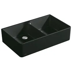 Villeroy & Boch Spülstein Doppelbecken Spülstein Doppelbecken 90 X 639000 900x550 mm Pure Black 639000R7