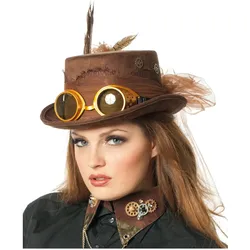 Wilbers Retro Lady Zylinder mit Feder Braun