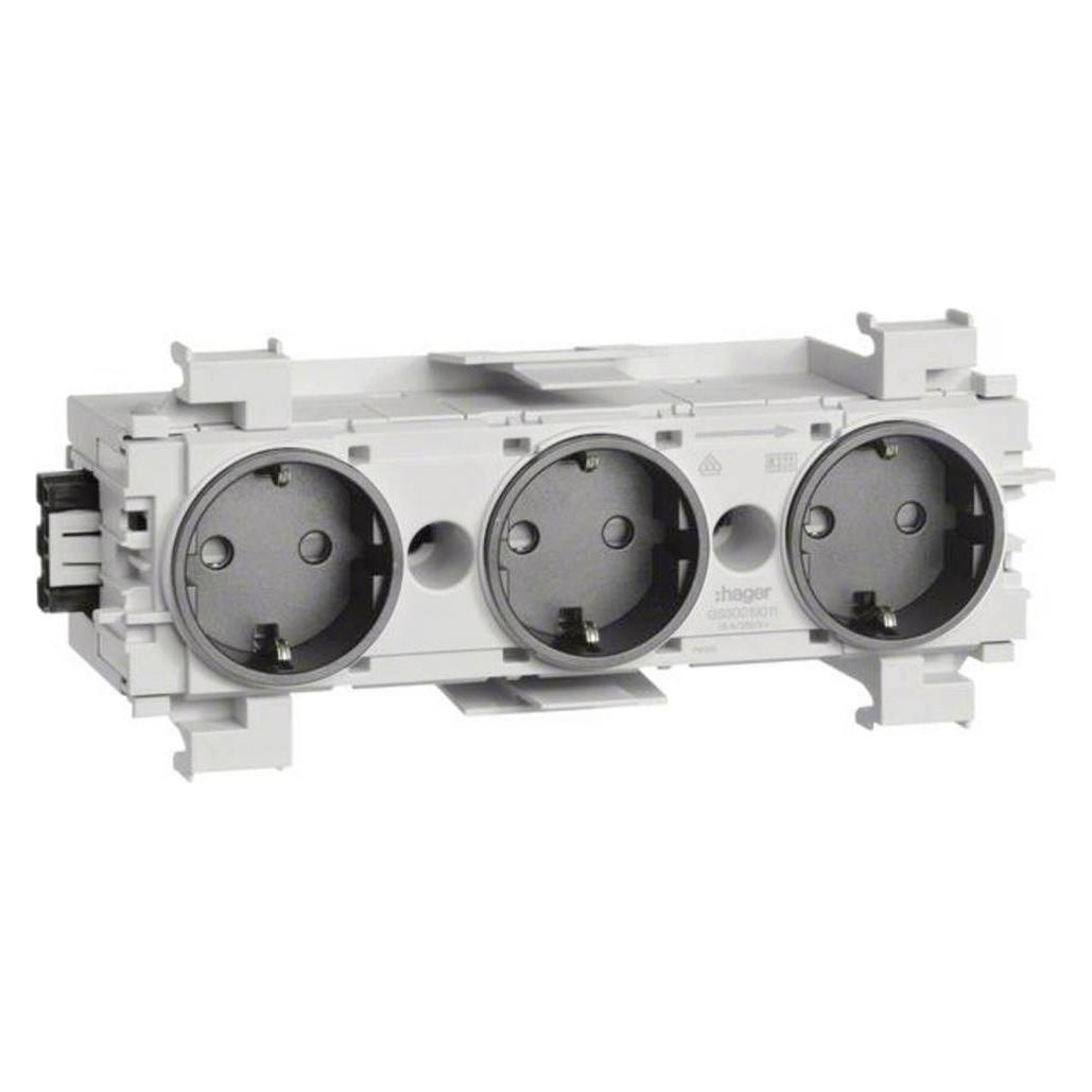 Hager TEH GS30019011 Steckdose 3-fach, Winsta-Steckklemme,frontr,gs (GS30019011)