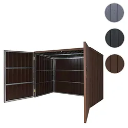 Mülltonnenverkleidung HWC-J29, Mülltonnenbox für Müllcontainer 660-770L, WPC Metall 172x213x112cm ~ braun