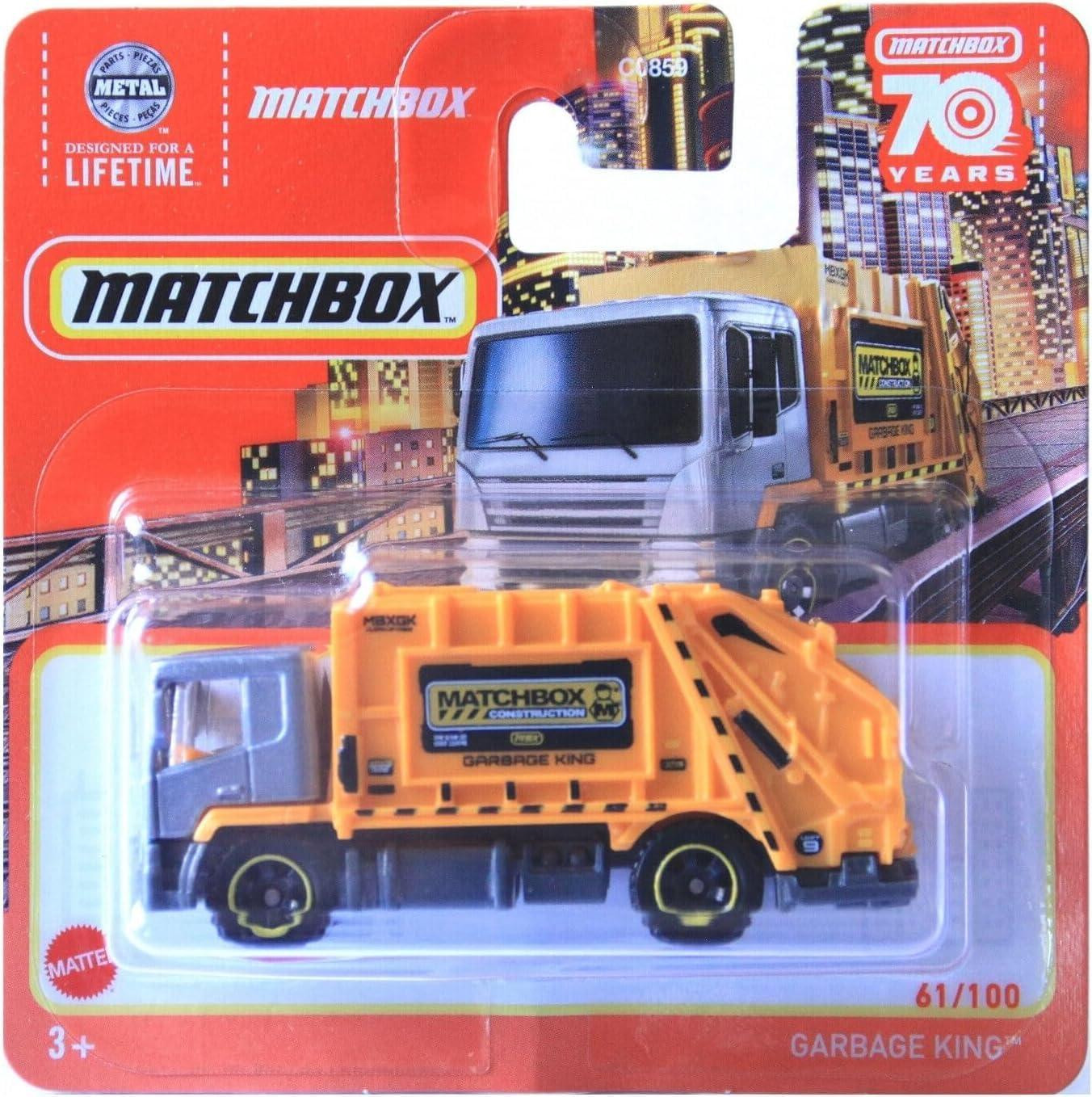 Mattel Matchbox 2023 Vuilniswagen Garbage King modelauto oranje