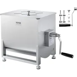 VEVOR manueller Fleischmischer 40 L Fleischverarbeitungsgerät (max. Mischen von 27,2 kg Fleisch), Fleischmischer aus Edelstahl, Wurstmischer mit Untersetzungsgetriebe, Handmixer für Hackfleisch