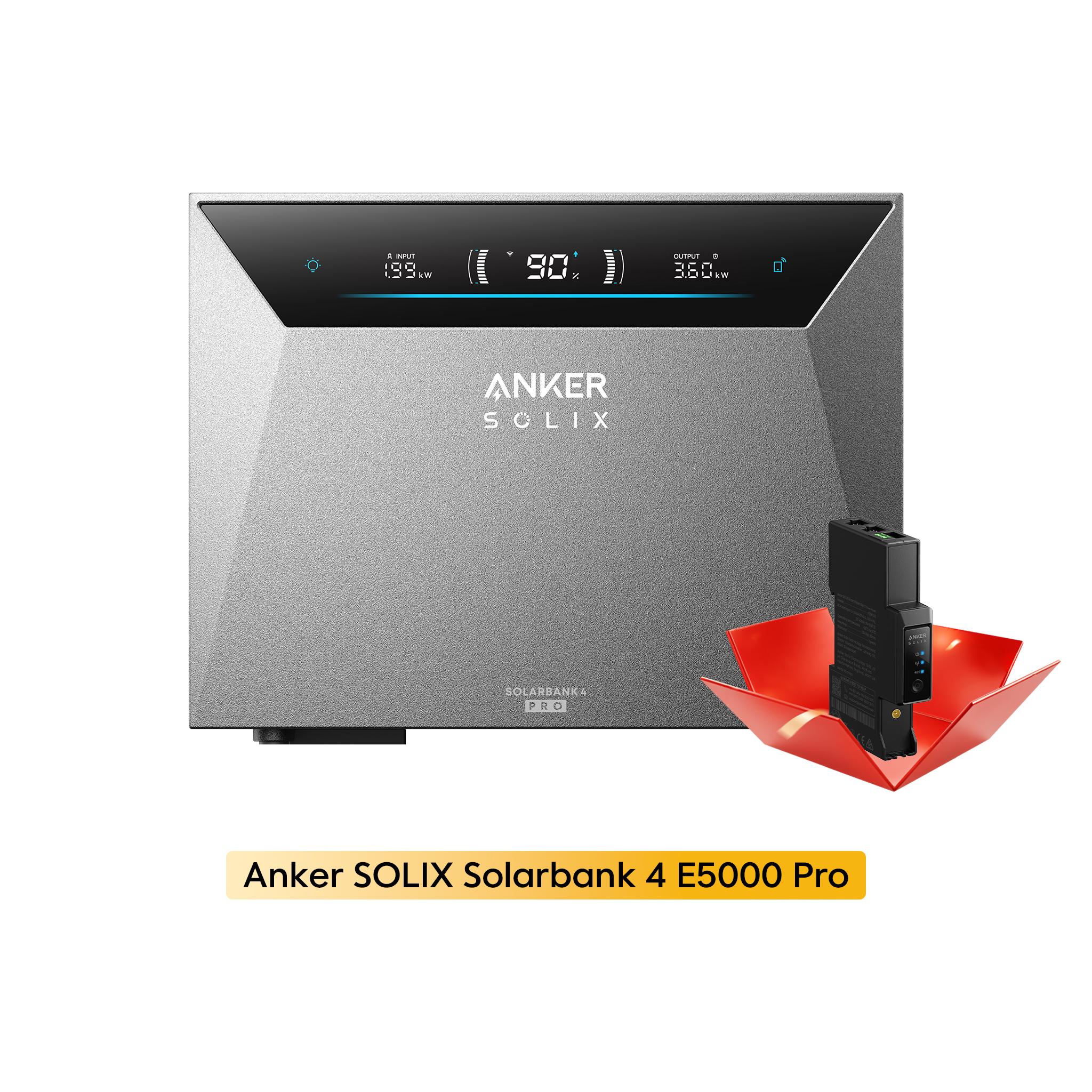 PowernessBalkonkraftwerk Speicher , Anker SOLIX Solarbank 4 E5000 Pro 5kWh All-in-One Stromspeicher mit Plug & Play für Ihre PV-Nachrüstung
