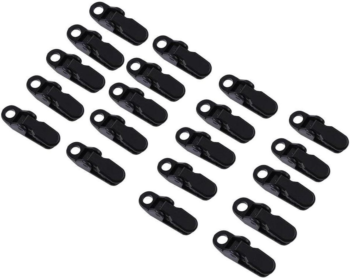 20 stuks Tentklemmen Zwart - Alligatormond Tarp Clips voor Buitenactiviteiten