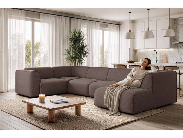 Wohnlandschaft GOODPRODUCT Merid U-Form, B: 367 cm , braun, B:367cm H:70cm T:206cm, 100% Polyester, Sofas, Wohnlandschaft, jederzeit durch Module erweiterbar