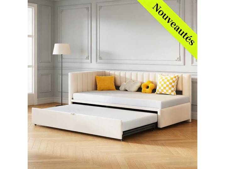 Canapé Lit Gigogne - OEM - 90/180x200 cm - Velours Doux - 2 Places - Design Compact