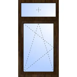 Kunststoff Fenster mit Oberlicht TED Dreh-Kipp 3-fach Verglasung Nussbaum holzähnlich innen öffnend DIN rechts