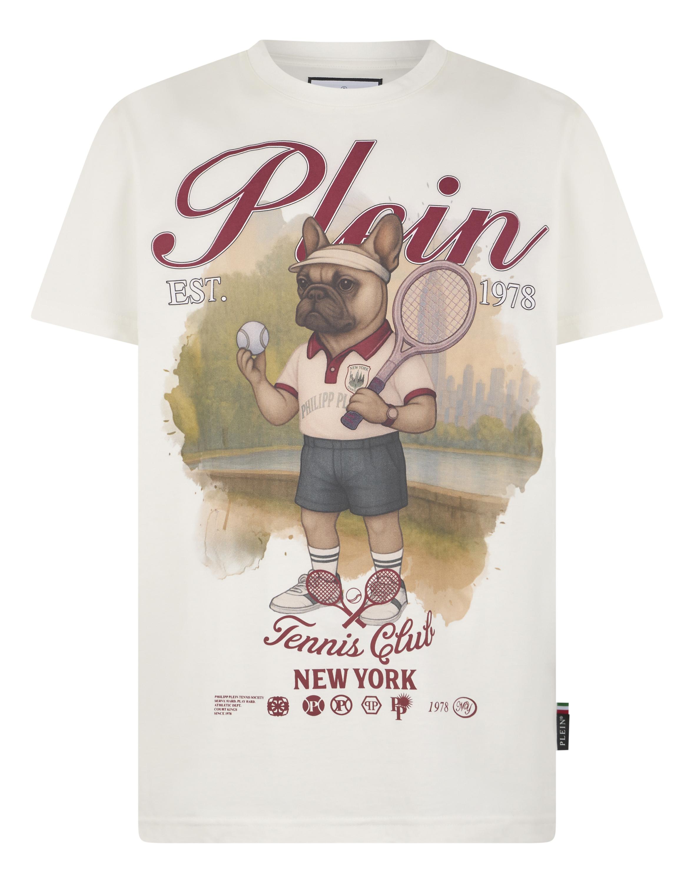 Philipp Plein Rundhals-T-Shirt "New York Tennis" - Creme