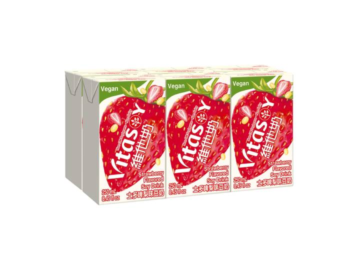 【verkoelend】【hydratatie】Vitasoy sojadrank aardbeiensmaak 6 x 250 ml