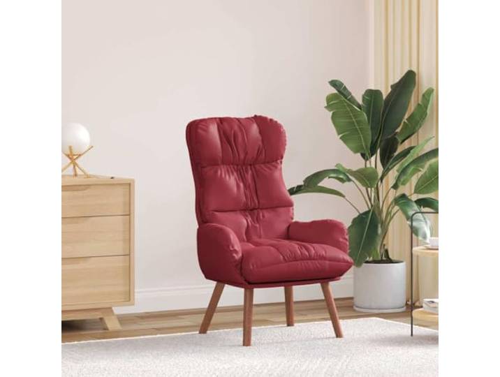 Sessel Weinrot 69 x 74 x 93 cm Kunstleder Massives Gummibaumgestell, gepolsterte Armlehnen, pflegeleicht abwischbar, für Wohnzimmer, Schlafzimmer, Büro