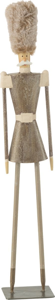 J-Line Figuur Soldaat met Bont Hoed - Grijs - Metaal - Medium