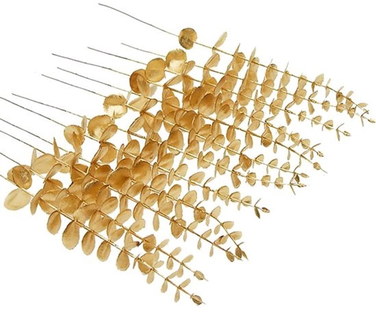 Set van 24 goudkleurige kunstmatige eucalyptustakken van 38 cm