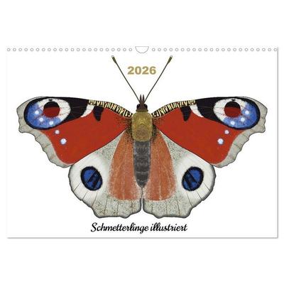 Schmetterlinge illustriert (Wandkalender 2026 DIN A3 quer), CALVENDO Monatskalender
