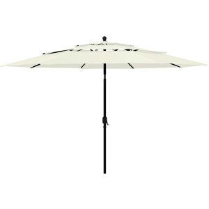 vidaXL Sonnenschirm 313876, rund, Ø 350cm, sand, neigbar